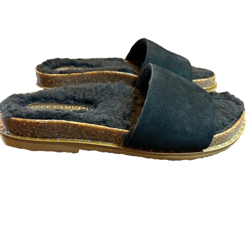 Vince Camuto Kanadial Slide Sandal Black Suede NEW Size 6